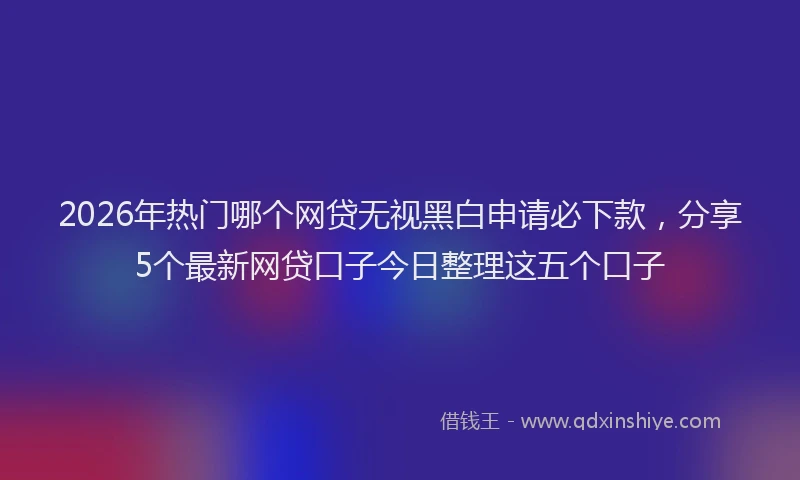 2026年热门哪个网贷无视黑白申请必下款，分享5个最新网贷口子今日整理这五个口子