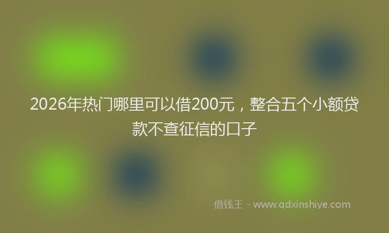2026年热门哪里可以借200元，整合五个小额贷款不查征信的口子