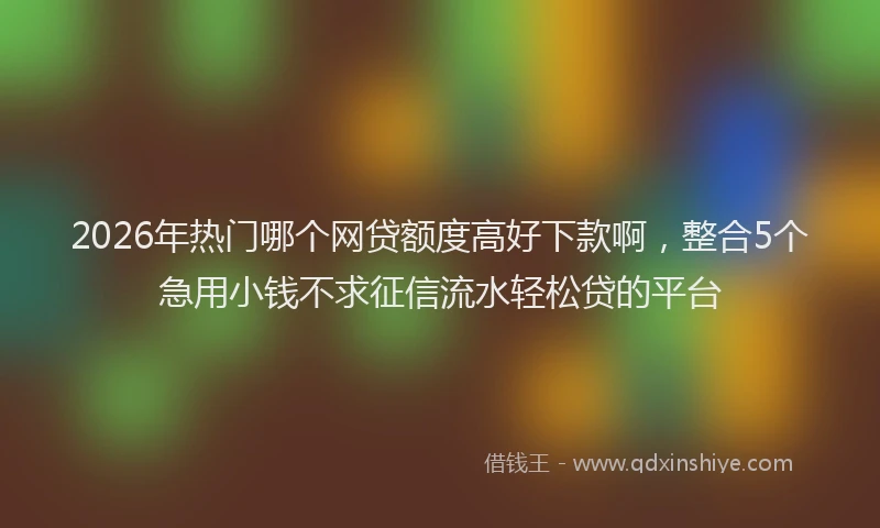 2026年热门哪个网贷额度高好下款啊，整合5个急用小钱不求征信流水轻松贷的平台