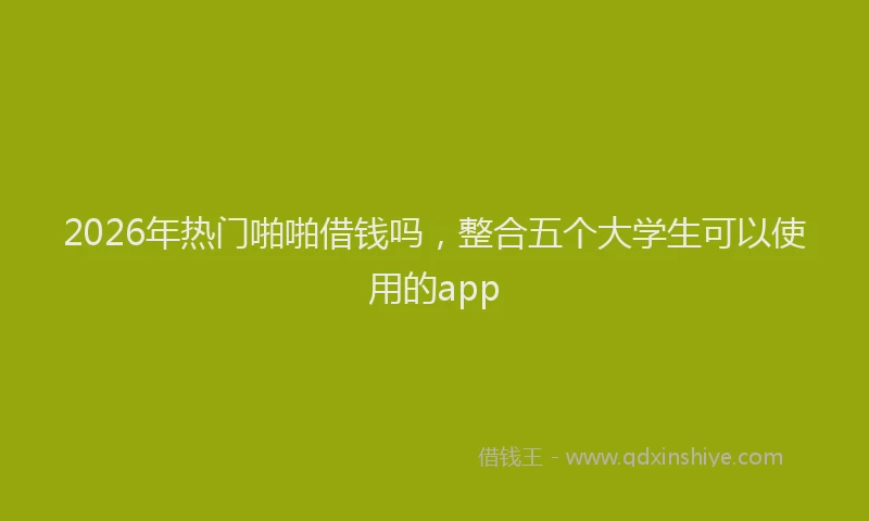 2026年热门啪啪借钱吗，整合五个大学生可以使用的app