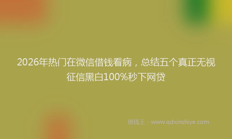 2026年热门在微信借钱看病，总结五个真正无视征信黑白100%秒下网贷
