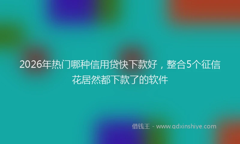 2026年热门哪种信用贷快下款好，整合5个征信花居然都下款了的软件
