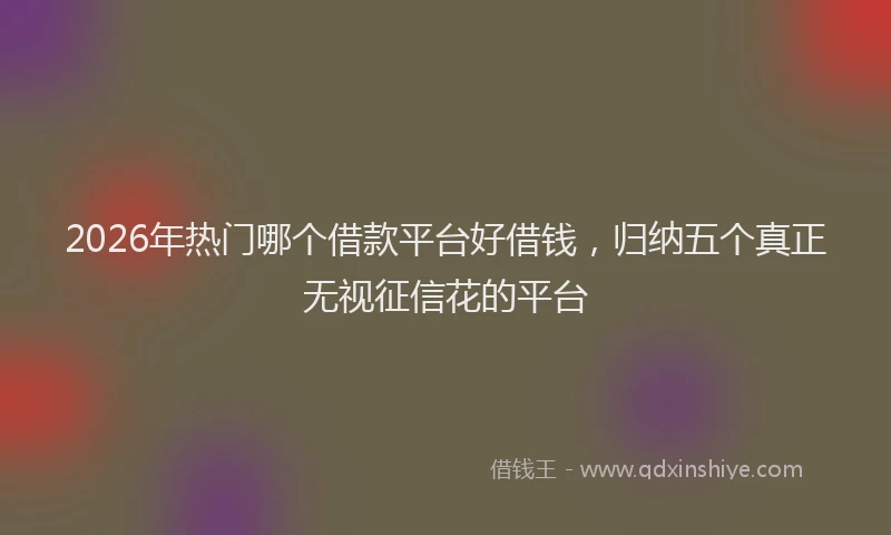 2026年热门哪个借款平台好借钱，归纳五个真正无视征信花的平台