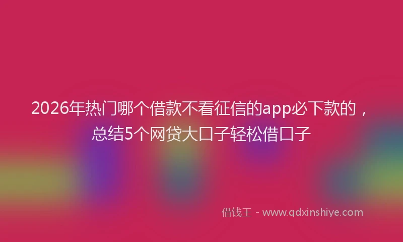 2026年热门哪个借款不看征信的app必下款的，总结5个网贷大口子轻松借口子