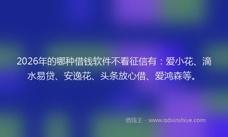 2026年的哪种借钱软件不看征信有：爱小花、滴水易贷、安逸花、头条放心借、爱鸿森等。