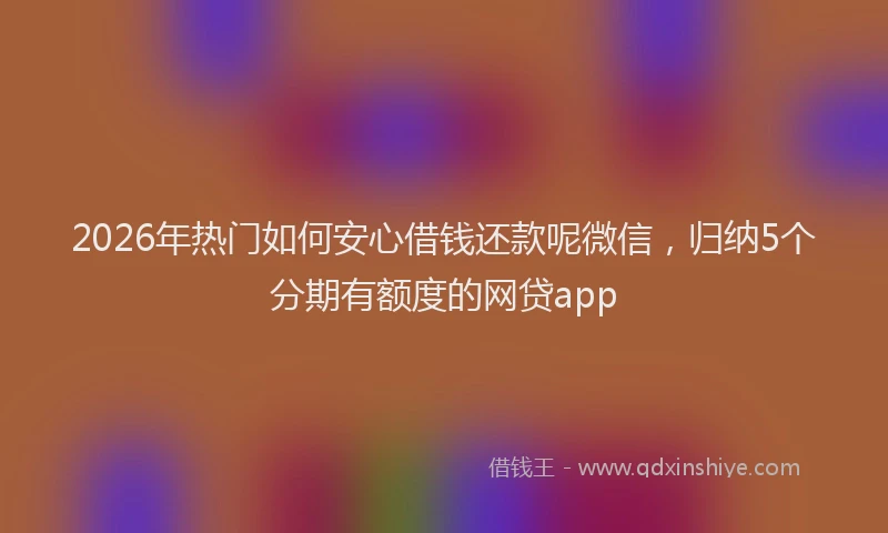 2026年热门如何安心借钱还款呢微信,归纳5个分期有额度的网贷app