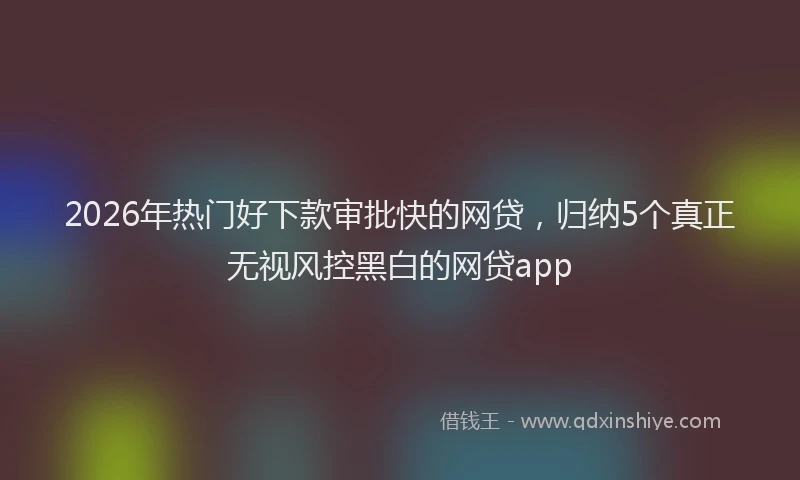 2026年热门好下款审批快的网贷，归纳5个真正无视风控黑白的网贷app