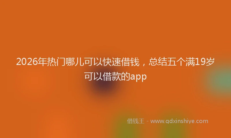 2026年热门哪儿可以快速借钱，总结五个满19岁可以借款的app