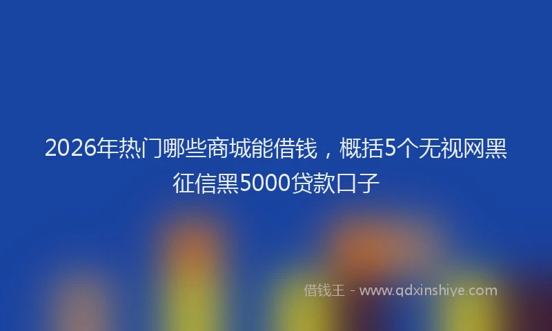2026年热门哪些商城能借钱，概括5个无视网黑征信黑5000贷款口子