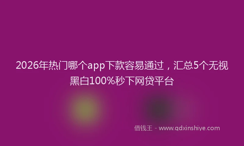 2026年热门哪个app下款容易通过，汇总5个无视黑白100%秒下网贷平台
