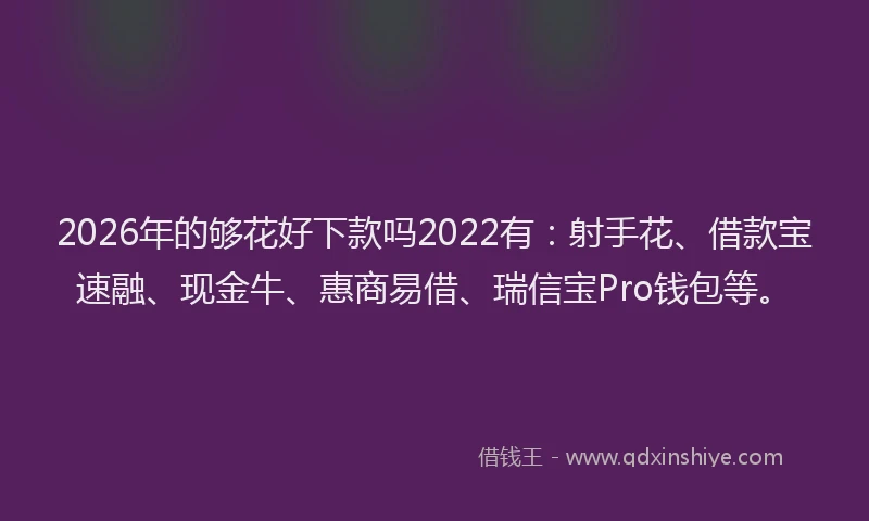 2026年的够花好下款吗2022有：射手花、借款宝速融、现金牛、惠商易借、瑞信宝Pro钱包等。