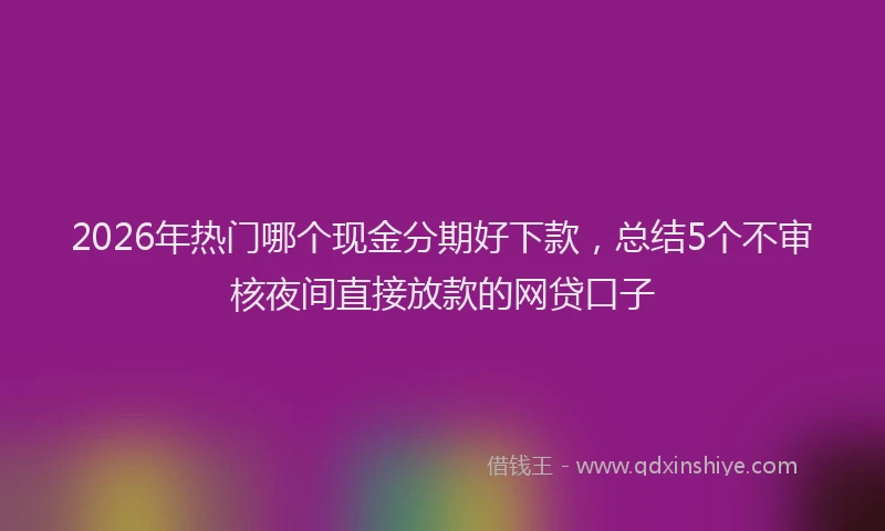 2026年热门哪个现金分期好下款，总结5个不审核夜间直接放款的网贷口子