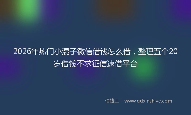 2026年热门小混子微信借钱怎么借，整理五个20岁借钱不求征信速借平台