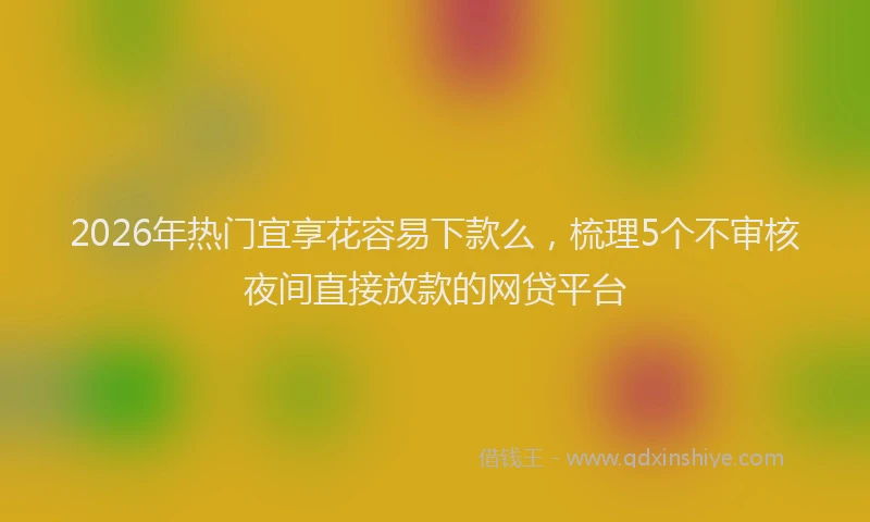 2026年热门宜享花容易下款么，梳理5个不审核夜间直接放款的网贷平台