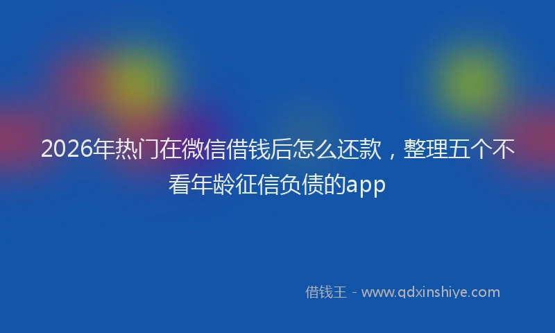 2026年热门在微信借钱后怎么还款，整理五个不看年龄征信负债的app