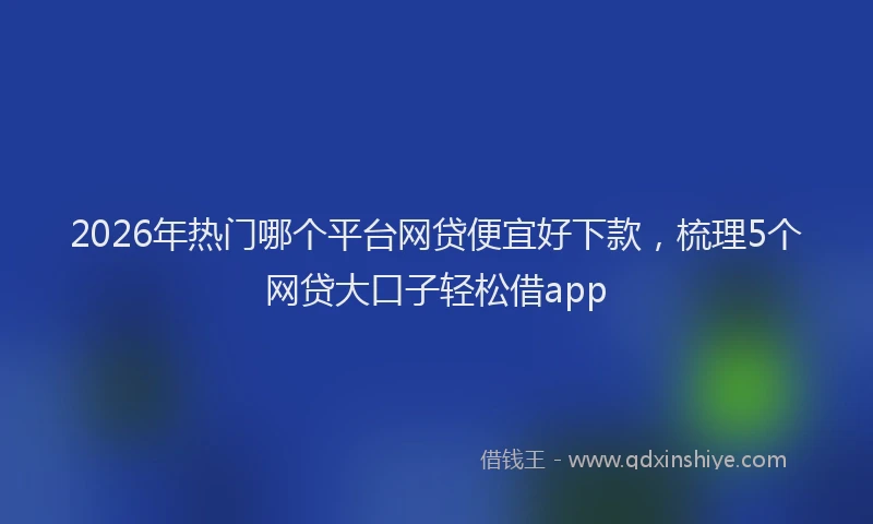 2026年热门哪个平台网贷便宜好下款，梳理5个网贷大口子轻松借app