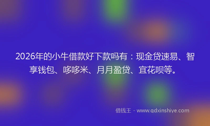 2026年的小牛借款好下款吗有：现金贷速易、智享钱包、哆哆米、月月盈贷、宜花呗等。