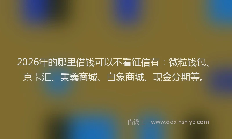 2026年的哪里借钱可以不看征信有：微粒钱包、京卡汇、秉鑫商城、白象商城、现金分期等。