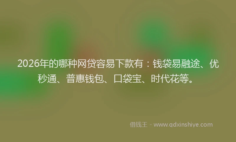 2026年的哪种网贷容易下款有：钱袋易融途、优秒通、普惠钱包、口袋宝、时代花等。