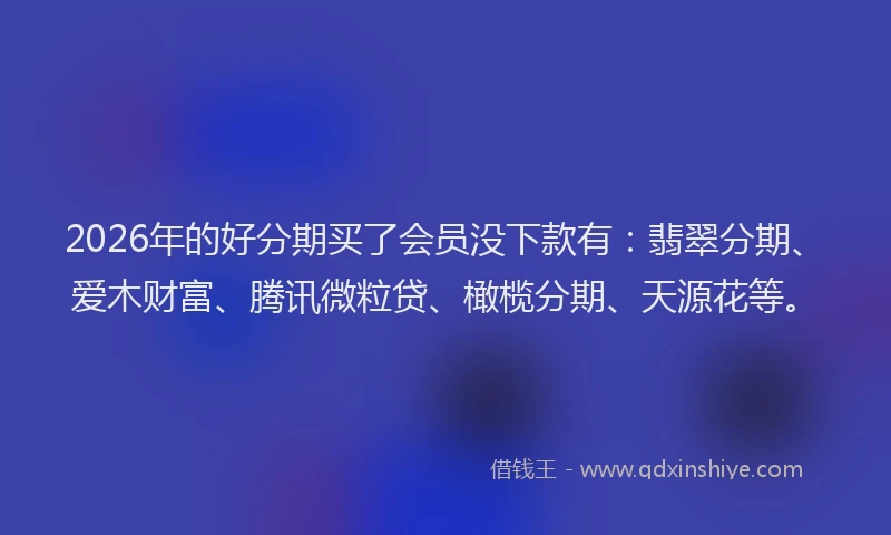 2026年的好分期买了会员没下款有：翡翠分期、爱木财富、腾讯微粒贷、橄榄分期、天源花等。