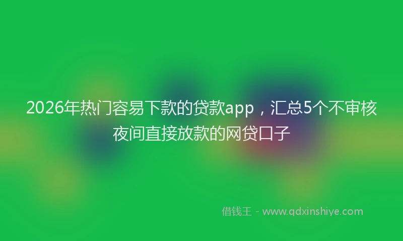 2026年热门容易下款的贷款app，汇总5个不审核夜间直接放款的网贷口子