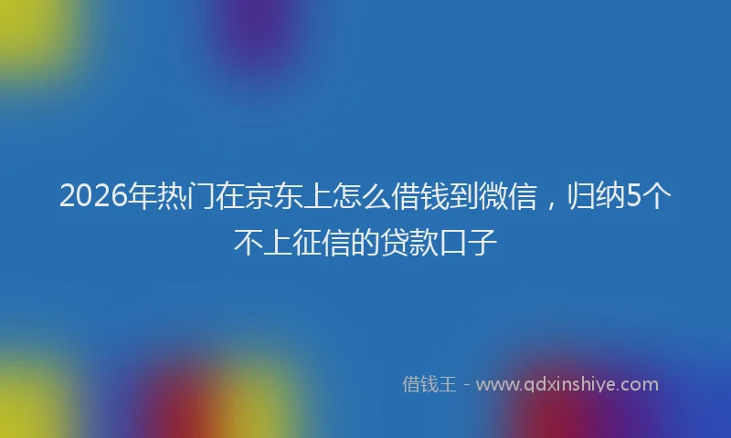 2026年热门在京东上怎么借钱到微信，归纳5个不上征信的贷款口子