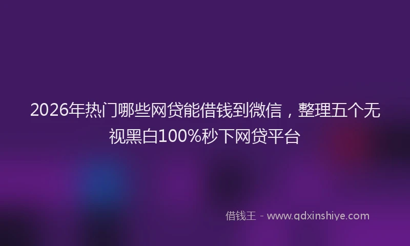 2026年热门哪些网贷能借钱到微信，整理五个无视黑白100%秒下网贷平台
