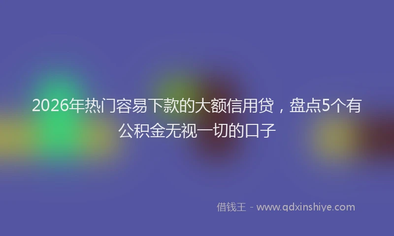 2026年热门容易下款的大额信用贷，盘点5个有公积金无视一切的口子