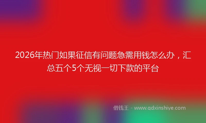2026年热门如果征信有问题急需用钱怎么办,汇总五个5个无视一切下款的平台