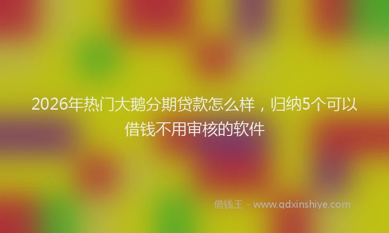 2026年热门大鹅分期贷款怎么样，归纳5个可以借钱不用审核的软件