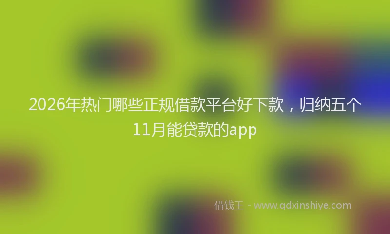 2026年热门哪些正规借款平台好下款，归纳五个11月能贷款的app