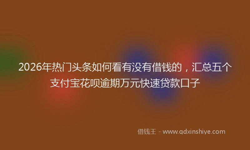 2026年热门头条如何看有没有借钱的，汇总五个支付宝花呗逾期万元快速贷款口子