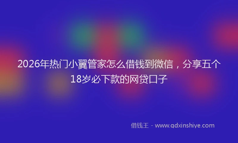 2026年热门小翼管家怎么借钱到微信,分享五个18岁必下款的网贷口子