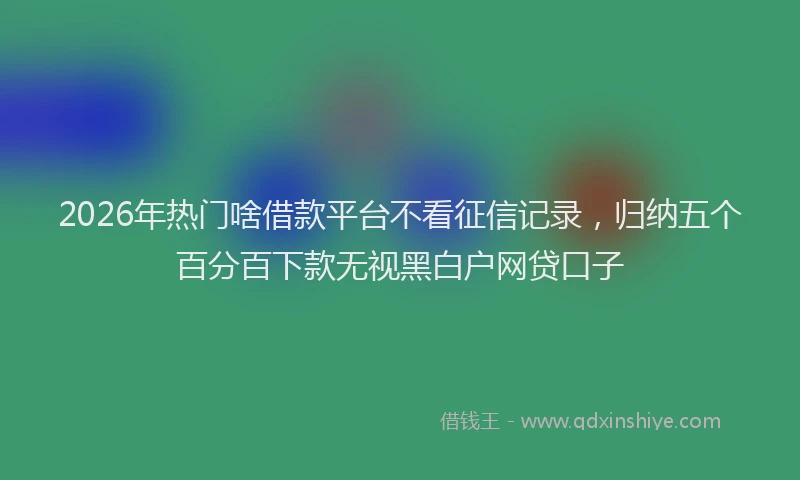 2026年热门啥借款平台不看征信记录，归纳五个百分百下款无视黑白户网贷口子