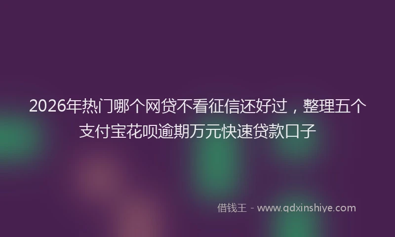 2026年热门哪个网贷不看征信还好过，整理五个支付宝花呗逾期万元快速贷款口子