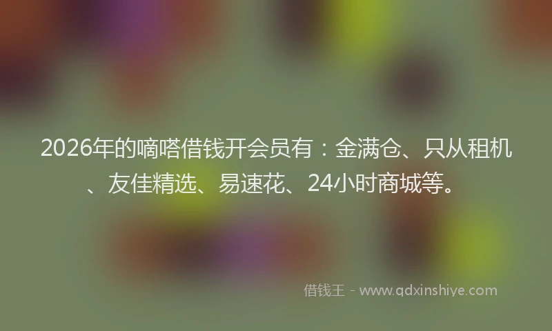 2026年的嘀嗒借钱开会员有：金满仓、只从租机、友佳精选、易速花、24小时商城等。