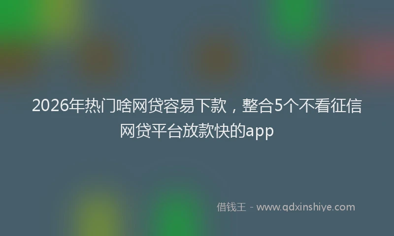 2026年热门啥网贷容易下款，整合5个不看征信网贷平台放款快的app