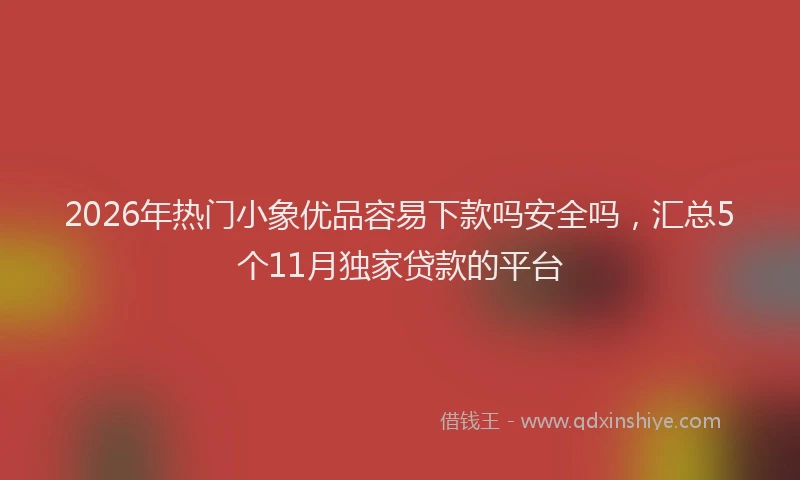 2026年热门小象优品容易下款吗安全吗，汇总5个11月独家贷款的平台