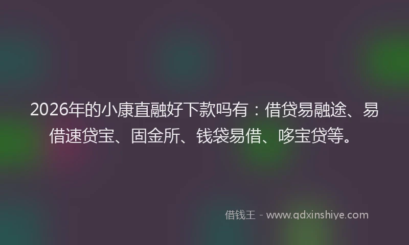 2026年的小康直融好下款吗有：借贷易融途、易借速贷宝、固金所、钱袋易借、哆宝贷等。