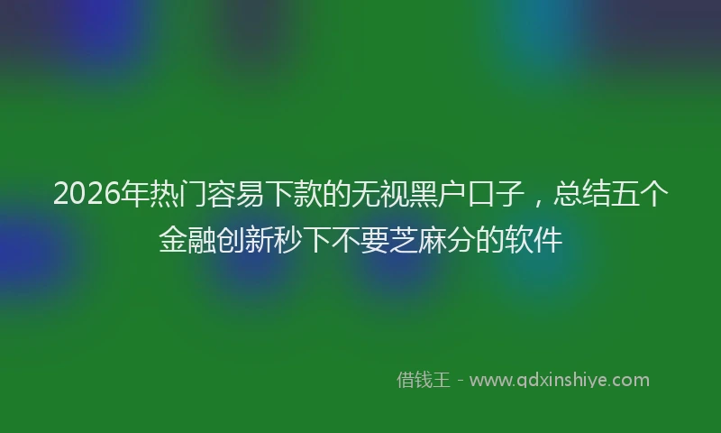 2026年热门容易下款的无视黑户口子,总结五个金融创新秒下不要芝麻分的软件