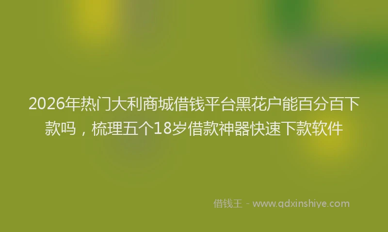 2026年热门大利商城借钱平台黑花户能百分百下款吗，梳理五个18岁借款神器快速下款软件