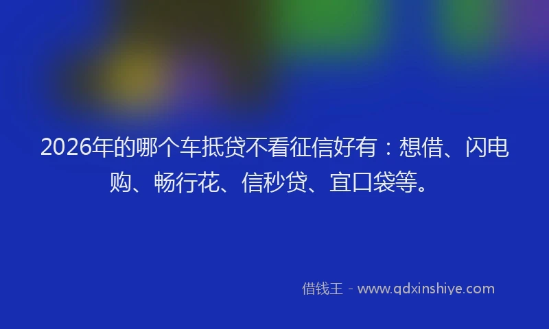 2026年的哪个车抵贷不看征信好有：想借、闪电购、畅行花、信秒贷、宜口袋等。