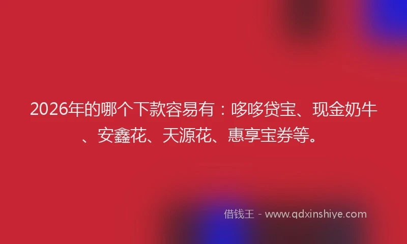 2026年的哪个下款容易有：哆哆贷宝、现金奶牛、安鑫花、天源花、惠享宝券等。