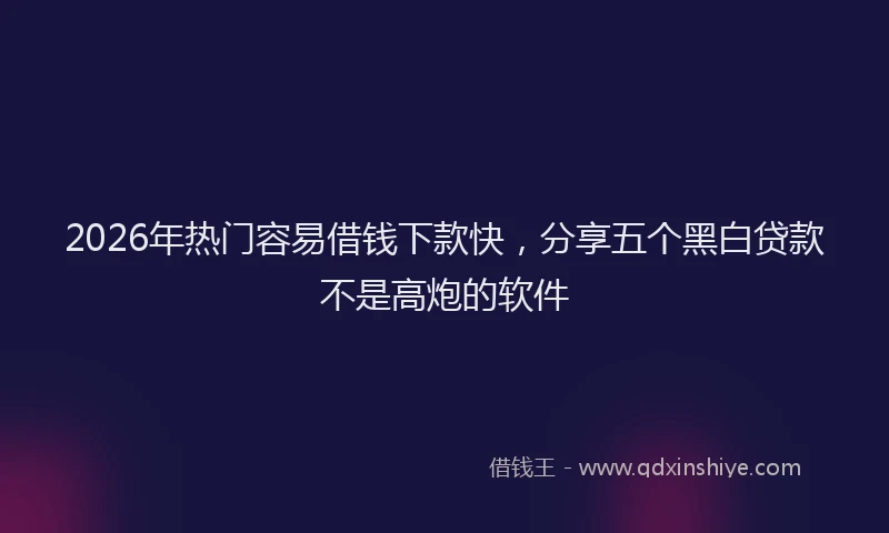 2026年热门容易借钱下款快，分享五个黑白贷款不是高炮的软件