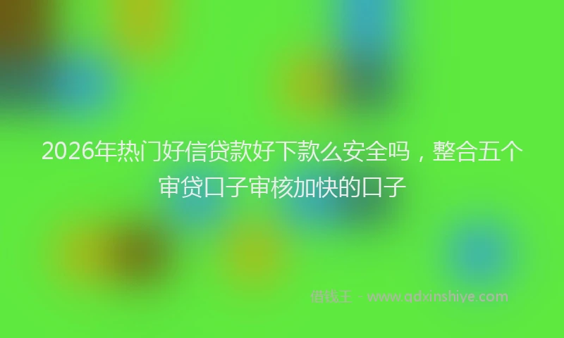 2026年热门好信贷款好下款么安全吗，整合五个审贷口子审核加快的口子