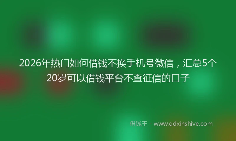 2026年热门如何借钱不换手机号微信,汇总5个20岁可以借钱平台不查征信的口子