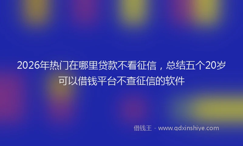 2026年热门在哪里贷款不看征信，总结五个20岁可以借钱平台不查征信的软件