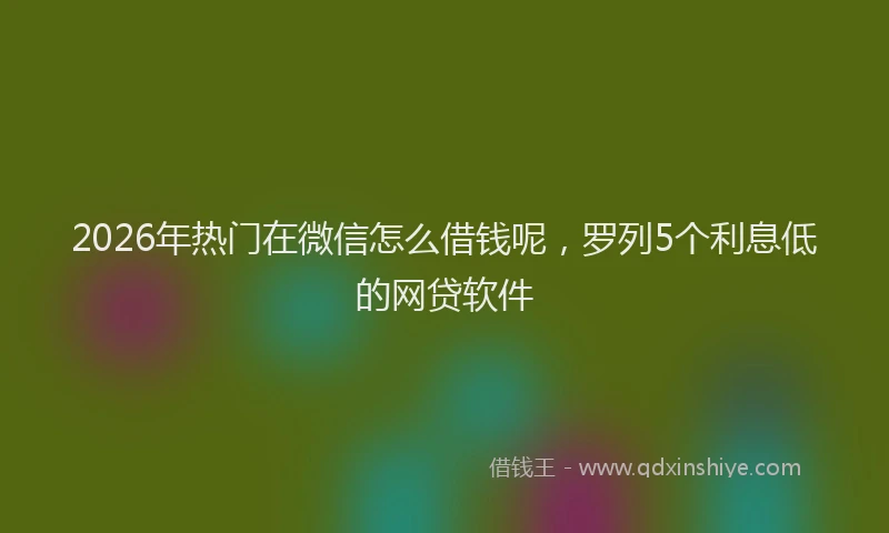2026年热门在微信怎么借钱呢，罗列5个利息低的网贷软件