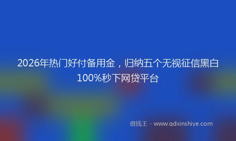 2026年热门好付备用金，归纳五个无视征信黑白100%秒下网贷平台