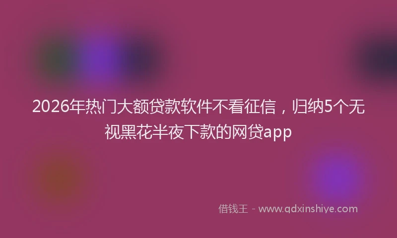 2026年热门大额贷款软件不看征信，归纳5个无视黑花半夜下款的网贷app